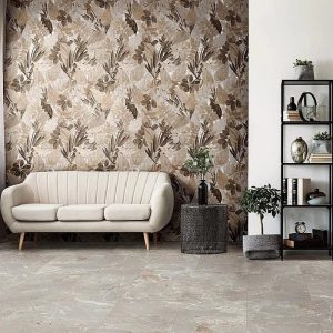 Industrial Matt Rocker Effect Wall & Floor Gres Porcelain Tile 60x120 Genesis Grey & Dec Flower Warm