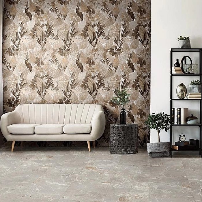 Industrial Matt Rocker Effect Wall & Floor Gres Porcelain Tile 60×120 Genesis Grey & Dec Flower Warm