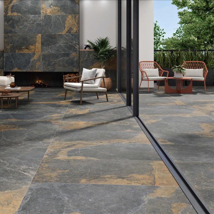 Industrial Anthracite Anti Slip Stone Effect Gres Porcelain Tile R11 60×120 Strato Natural
