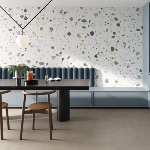 Modern White Matt Terrazzo Effect Wall Rectified Porcelain Tile 60x120 Colorful Light