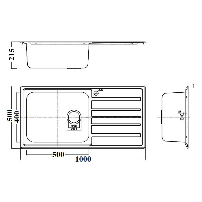 Karag BL 821 Modern 1 Bowl Stainless Steel Kitchen Sink with Drainer 100×50