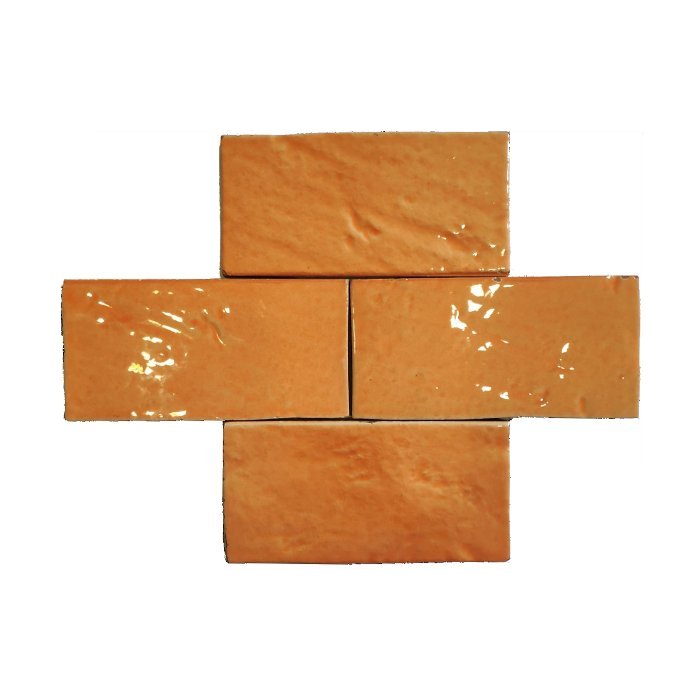 Modern Small Orange Glossy Brick Effect Wall Ceramic Tile 6,5×13 Ombre Salmon Intesa Ceramiche