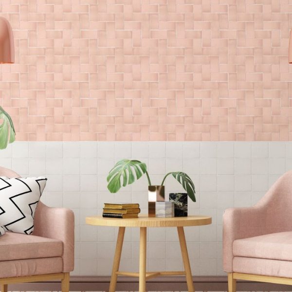 Modern Pink Glossy Small Square Wall White Body Tile 13x13 Balance Rosa