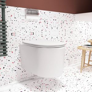 Ιταλικη κρεμαστη τουαλετα μπανιου με καλυμμα λευκη Bea Rimless Olympia