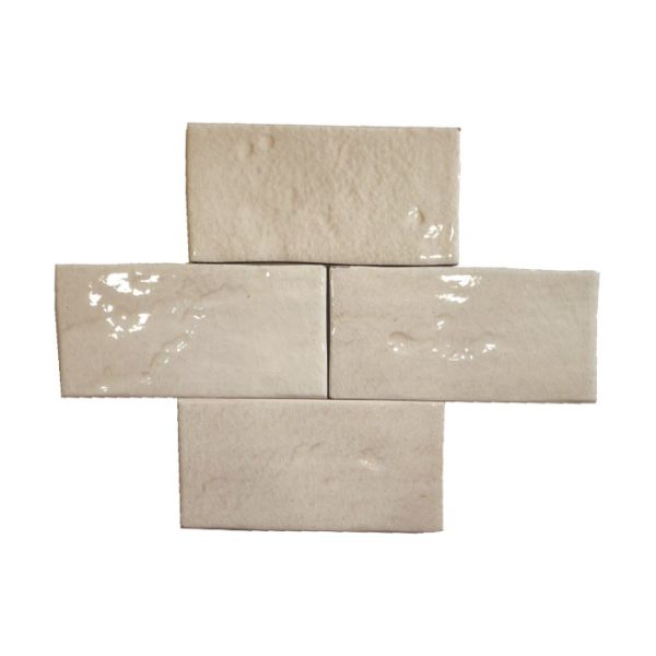 Modern Small Beige Glossy Brick Effect Wall Ceramic Tile 6,5x13 Ombre Mocha