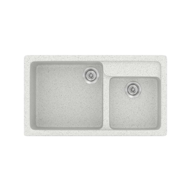White Crispy Modern 2 Bowl Composite Kitchen Sink 90×51 White 01 Classic 317 Sanitec