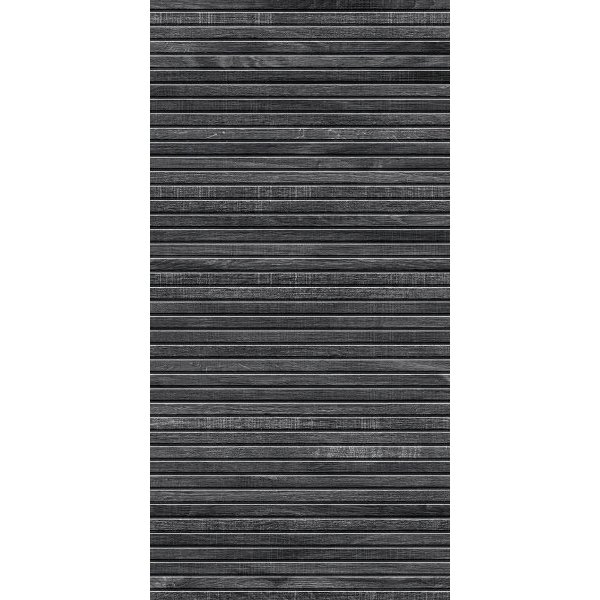 Black 3d Slat Wood Effect Wall Porcelain Tile 60x120 Ribbon