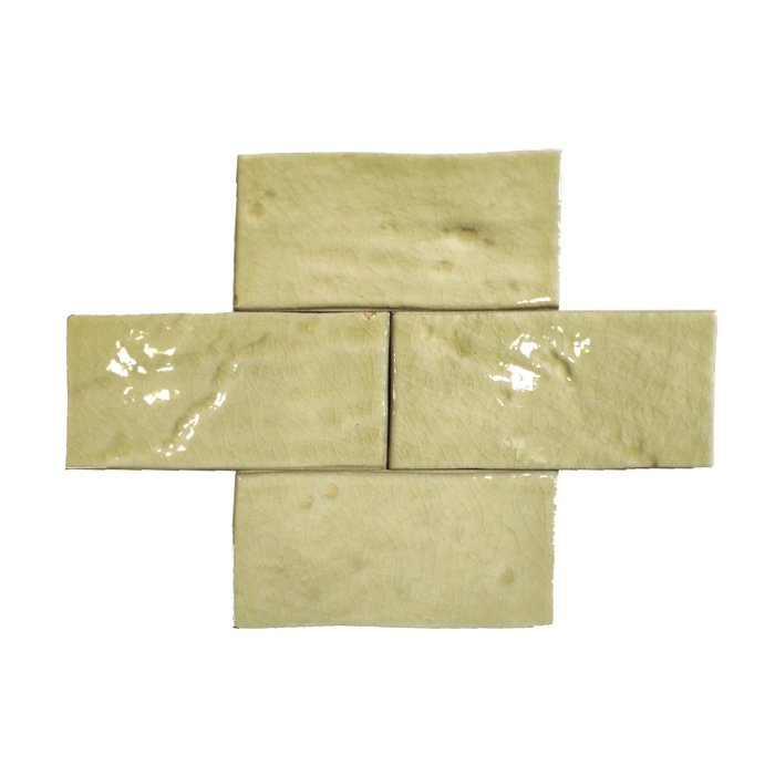 Modern Small Green Glossy Brick Effect Wall Ceramic Tile 6,5×13 Ombre Honey Intesa Ceramiche