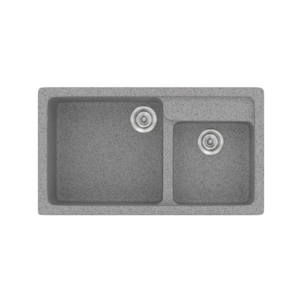 Grey Modern 2 Bowl Composite Kitchen Sink 90x51 Grey 04 317 Sanitec