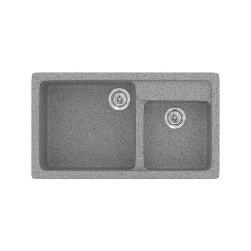 Grey Modern 2 Bowl Composite Kitchen Sink 90×51 Grey 04 317 Sanitec