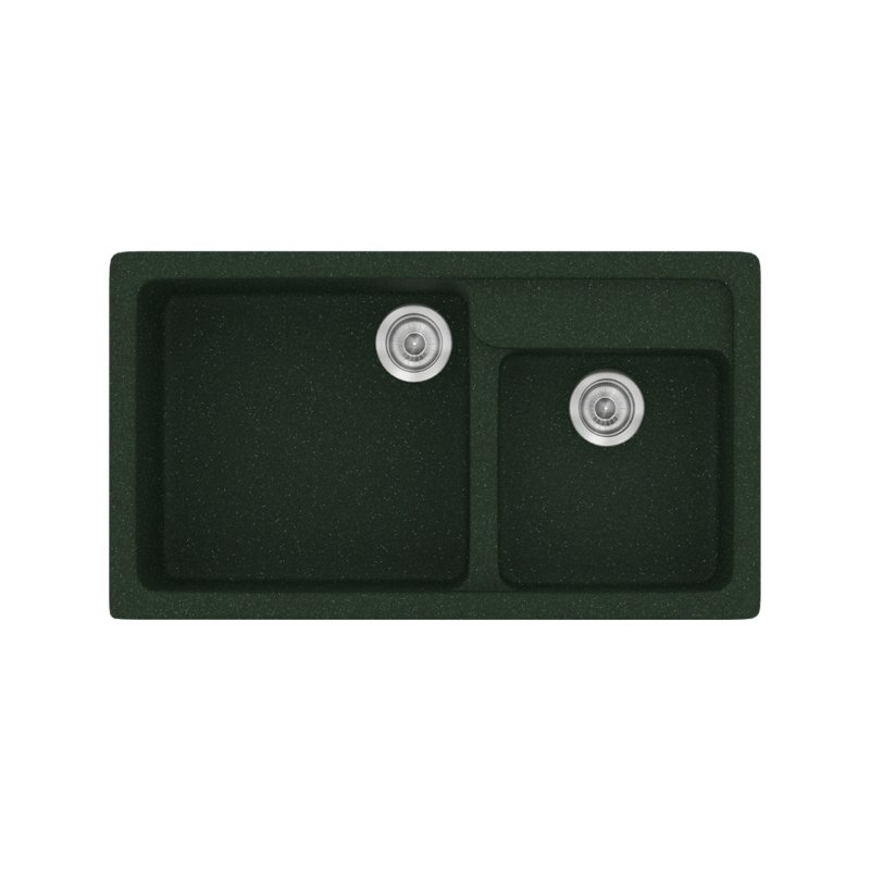 Green Modern 2 Bowl Composite Kitchen Sink 90×51 Green 19 Classic 317 Sanitec