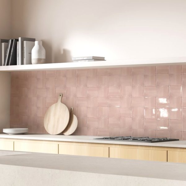 Pink-Somon Glossy Small Square Wall White Body Tile 13x13 Balance Rosa