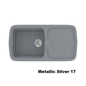 Silver Brown Modern 1 Bowl Composite Kitchen Sink with Drainer 96x51 17 Classic 306 Sanitec