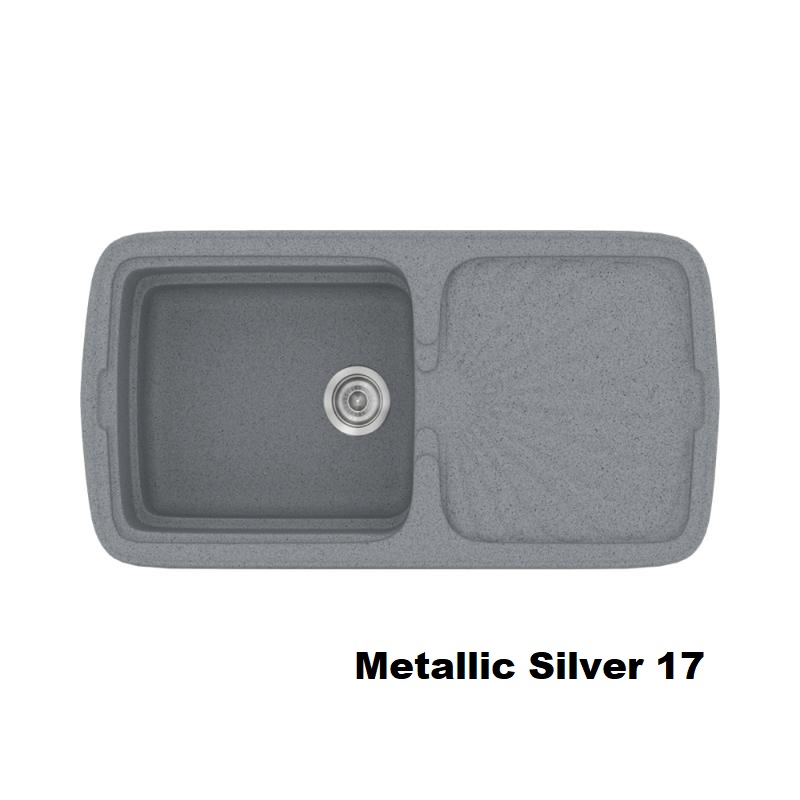 Silver Brown Modern 1 Bowl Composite Kitchen Sink with Drainer 96×51 17 Classic 306 Sanitec