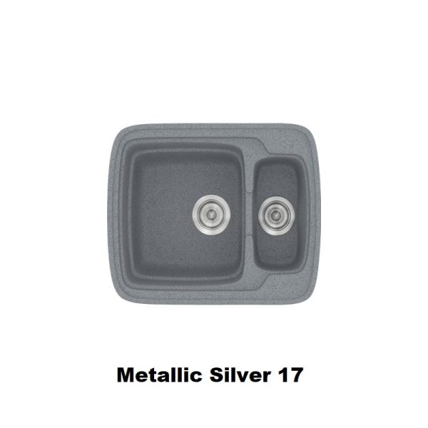 Ασημι συνθετικοι μικροι νεροχυτες κουζινας μοντερνοι διπλοι 60χ51 Metallic Silver 17 Classic 314 Sanitec