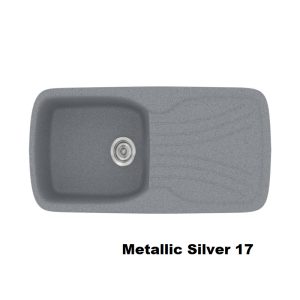 Metallic Silver Modern 1 Bowl Composite Kitchen Sink with Drainer 97x51 17 Classic 308 Sanitec