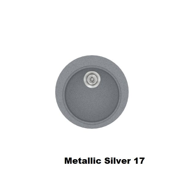 Ασημι στρογγυλοι νεροχυτες συνθετικοι μοντερνοι για κουζινα μια γουρνα φ48 Metallic Silver 17 Classic 316 Sanitec