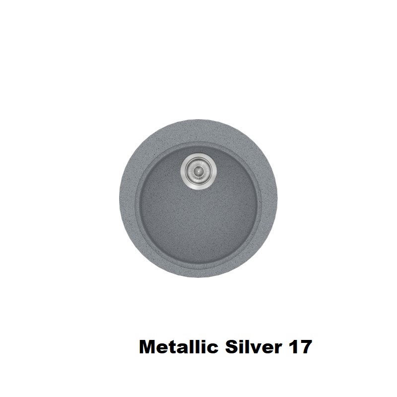 Metallic Silver Modern 1 Bowl Small Round Composite Kitchen Sink Ø48 Classic 316 Sanitec