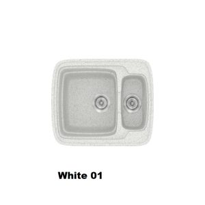 Ασπροι συνθετικοι μικροι νεροχυτες κουζινας με δυο γουρνες 60χ51 White 01 Classic 314 Sanitec
