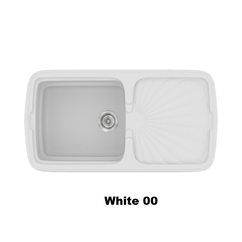 White Modern 1 Bowl Composite Kitchen Sink with Drainer 96×51 00 Classic 306 Sanitec