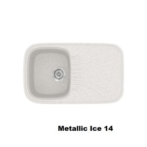 Metallic White Modern 1 Bowl Composite Kitchen Sink with Drainer 82x50 14 Classic 315 Sanitec