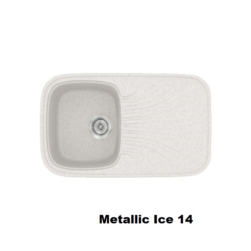 Ασπροι συνθετικοι νεροχυτες κουζινας μοντερνοι με γουρνα και ποδια 82χ50 Metallic Ice 14 Classic 315 Sanitec