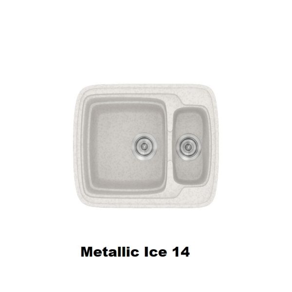 Λευκος μοντερνος συνθετικος νεροχυτης κουζινας μικρος με 1,5 γουρνες 60χ51 Metallic Ice 14 Classic 314 Sanitec