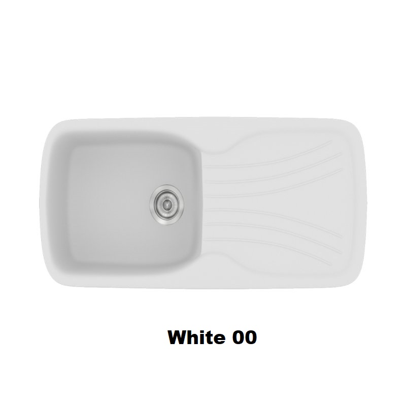 Ασπρος νεροχυτης κουζινας συνθετικος μοντερνος με μια γουρνα και μαξιλαρι 97χ51 White 00 Classic 308 Sanitec