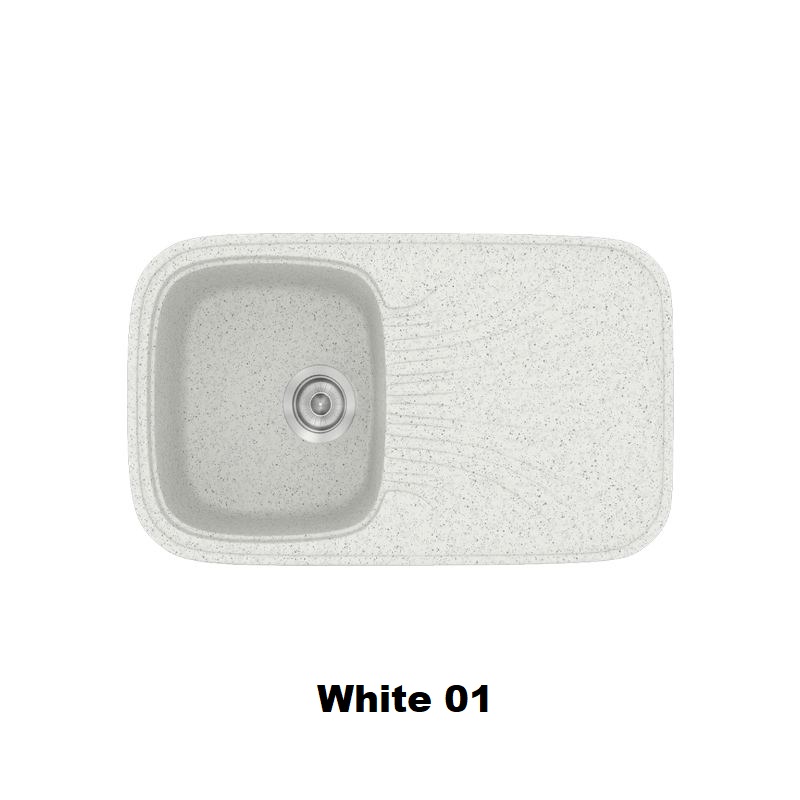 Crispy White Modern 1 Bowl Composite Kitchen Sink with Drainer 82×50 01 Classic 315 Sanitec