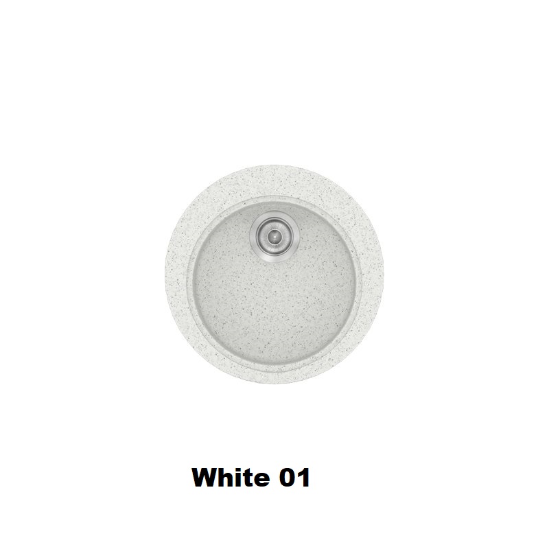 Crispy White Modern 1 Bowl Small Round Composite Kitchen Sink Ø48 Classic 316 Sanitec