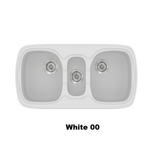 White Modern 2,5 Bowl Composite Kitchen Sink 96x51 00 Classic 303 Sanitec