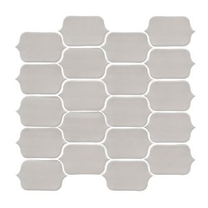 Grey Glossy Arabesque Effect Wall White Body Tile 8x11 Riad Lagrima Cendra Natucer