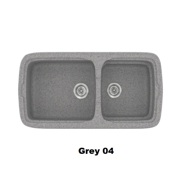 Grey Modern 2 Bowl Composite Kitchen Sink 96x51 04 Classic 305 Sanitec