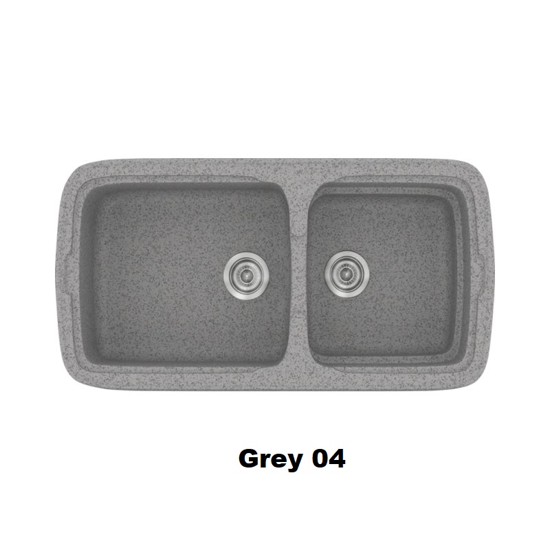 Grey Modern 2 Bowl Composite Kitchen Sink 96×51 04 Classic 305 Sanitec