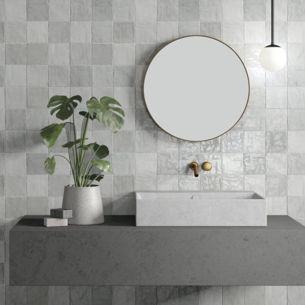 Modern Small Grey Glossy Wall White Body Tile 10x10 Raid Grey