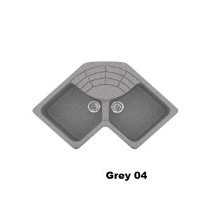 Grey Modern 2 Bowl Composite Corner Kitchen Sink with Drainer 83x83x50 04 Classic 310 Sanitec