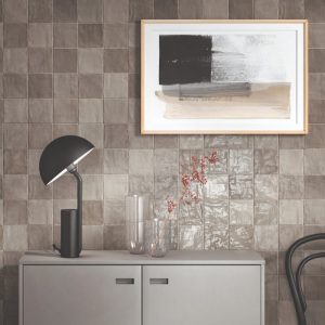 Riad Taupe Modern Small Glossy Wall White Body Tile 10x10
