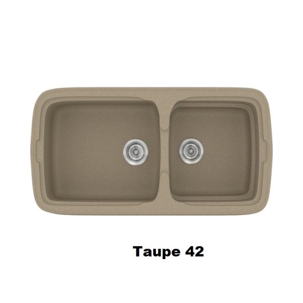 Taupe Modern 2 Bowl Composite Kitchen Sink 96x51 42 Classic 305 Sanitec
