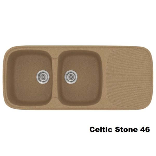Συνθετικοι νεροχυτες κουζινας διπλοι με ποδια 116χ50 καφε μοντερνοι Celtic Stone 46 Classic 300 Sanitec