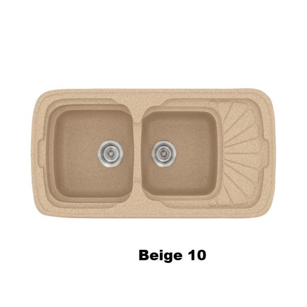 Διπλος συνθετικος νεροχυτης κουζινας μοντερνος με μικρη ποδια μπεζ Beige 10 Classic 304 Sanitec