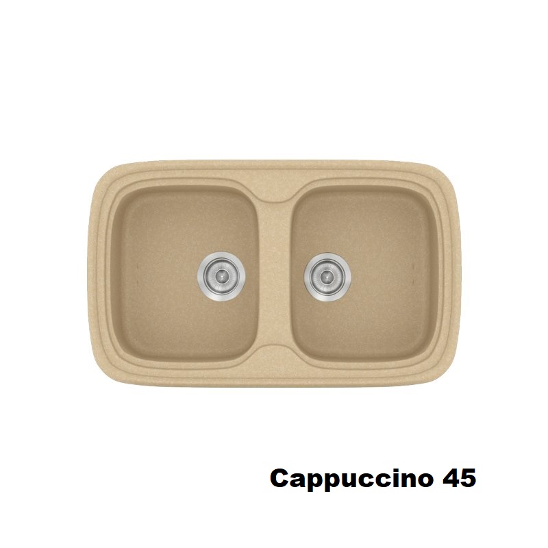 Cappuccino Modern 2 Bowl Composite Kitchen Sink 82×50 45 Classic 312 Sanitec