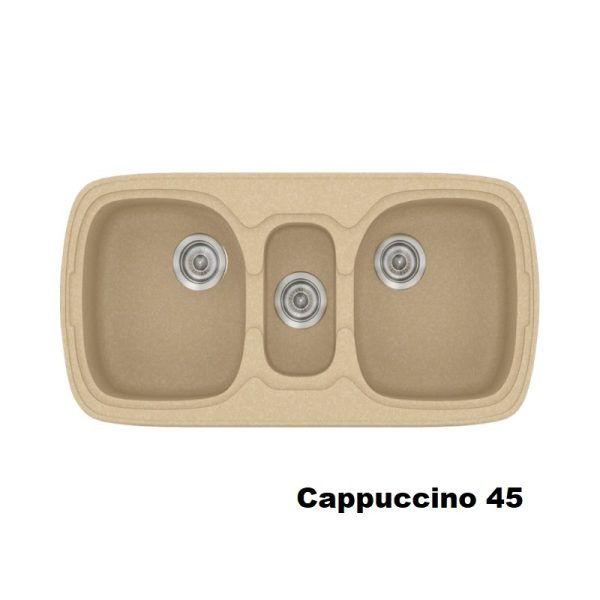 Καπουτσινο νεροχυτης συνθετικος με 3 γουρνες 94χ51 Cappuccino 45 Classic 303 Sanitec
