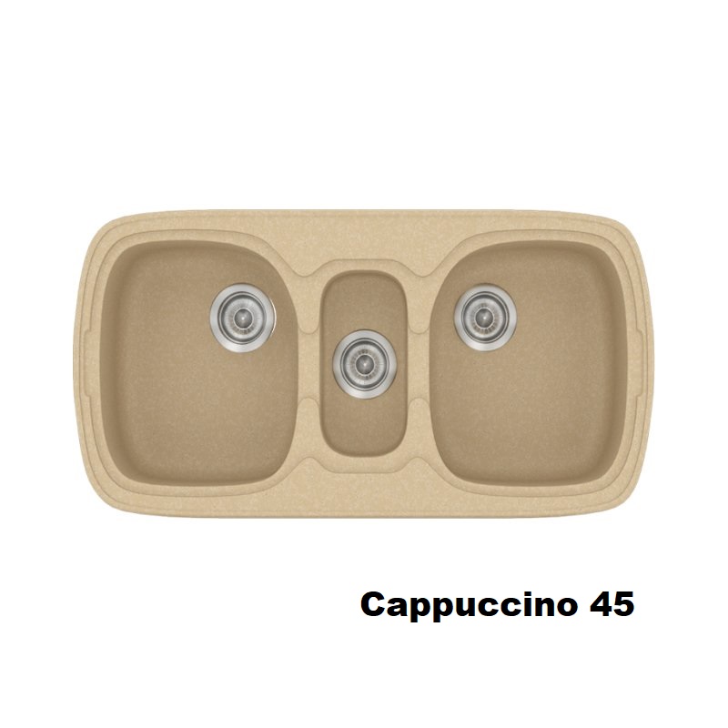 Καπουτσινο μπεζ συνθετικος νεροχυτης με 3 γουρνες 94χ51 Cappuccino 45 Classic 303 Sanitec
