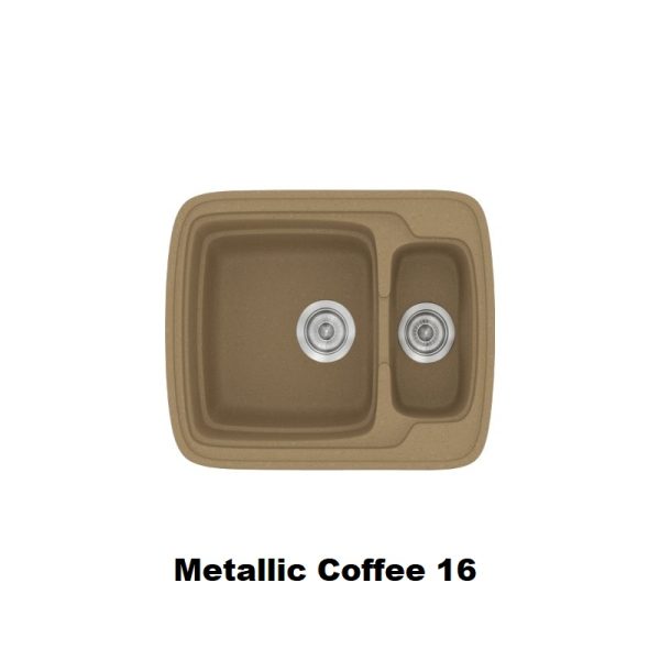 Καφε συνθετικοι μικροι νεροχυτες κουζινας διπλοι μοντερνοι 60χ51 Metallic Coffee 16 Classic 314 Sanitec