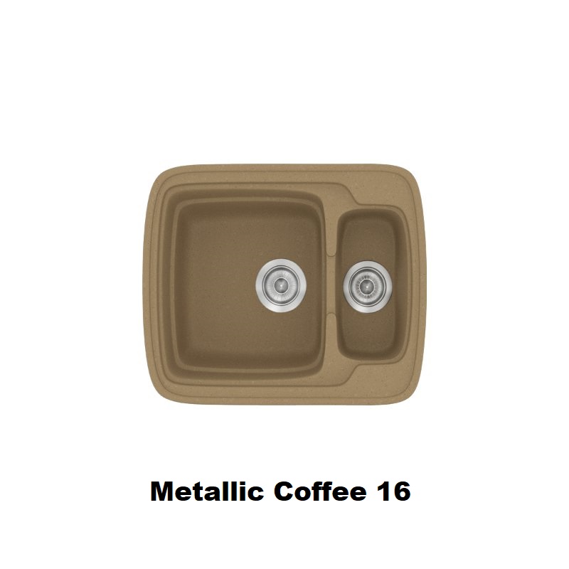 Καφε μικροι νεροχυτες κουζινας διπλοι συνθετικοι μοντερνοι 60χ51 Metallic Coffee 16 Classic 314 Sanitec