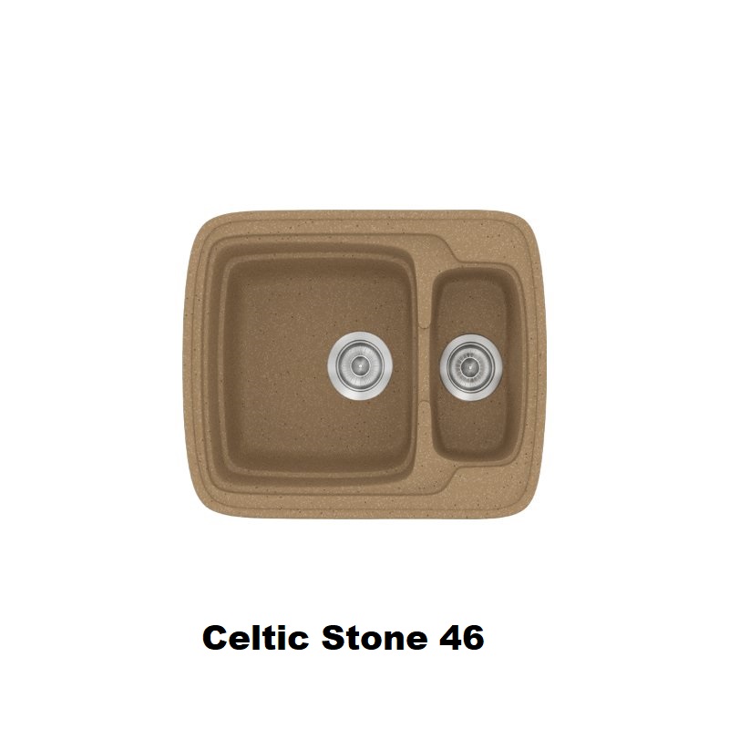 Καφε μικρος νεροχυτης κουζινας μοντερνος συνθετικος με δυο γουρνες 60χ51 Celtic Stone 46 Classic 314 Sanitec