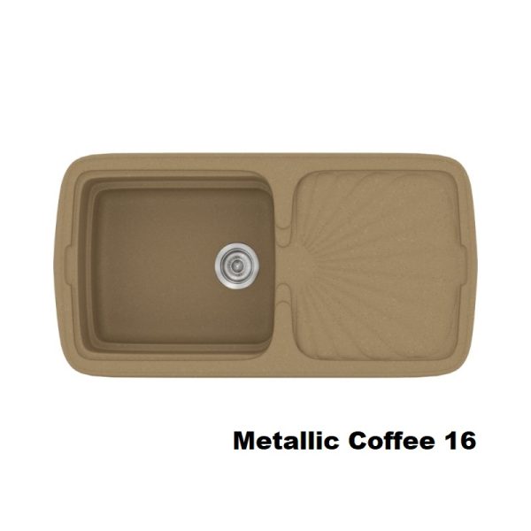 Coffee Modern 1 Bowl Composite Kitchen Sink with Drainer 96x51 16 Classic 306 Sanitec