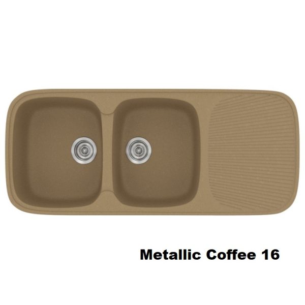 Καφε συνθετικοι νεροχυτες κουζινας με δυο γουρνες και ποδια 116χ50 Metallic Coffee 16 Classic 300 Sanitec