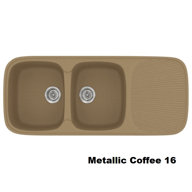 Καφε νεροχυτες κουζινας συνθετικοι με δυο γουρνες και ποδια 116χ50 Metallic Coffee 16 Classic 300 Sanitec