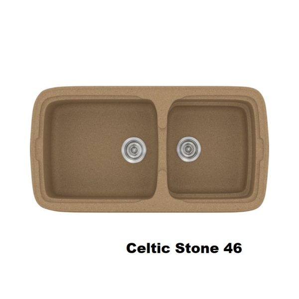 Brown Celtic Stone Modern 2 Bowl Composite Kitchen Sink 96x51 46 Classic 305 Sanitec